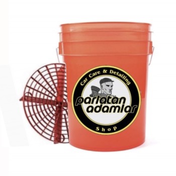                ParlatanAdamlar Transparan Kırmızı Heavy Work Detaylandırma Kovası 18.9 Litre + Kırmızı Grit Guard