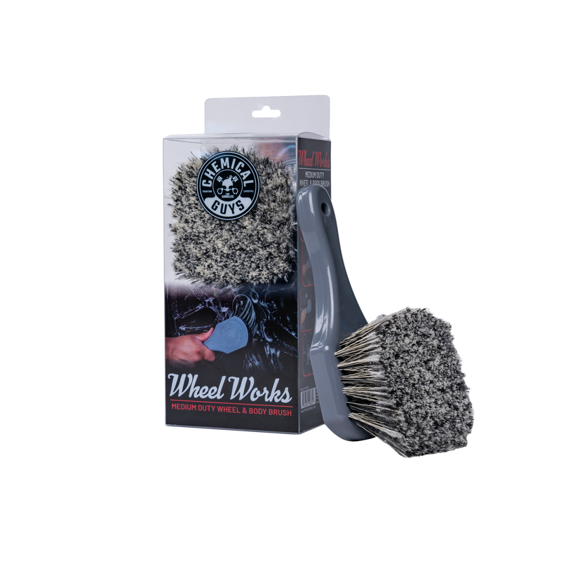 Chemical Guys Orta Sert Fırça  ( Lastik , Jant , Motor , Alt Tamım, Davlumbaz, Plastik ) - Wheel Works Medium Duty Wheel & Body Brush 
