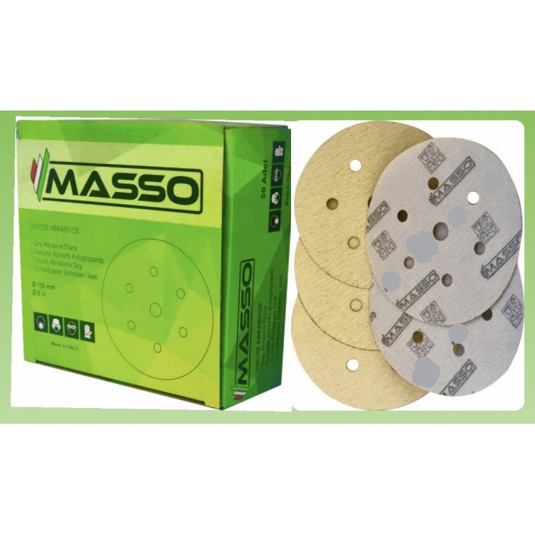 MASSO 7 Delik P180 Yuvarlak Cırtlı Disk Zımpara - 50 Adet 