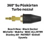 Bosch New - Black Decker - Michelin - Makita - MAC ALLISTER - Stanley AR - PATRİOT -Einhell  Basınçlı Yıkama Makineleri ile kullanılan 	360 Derece Su Püskürten Turbo nozzul 