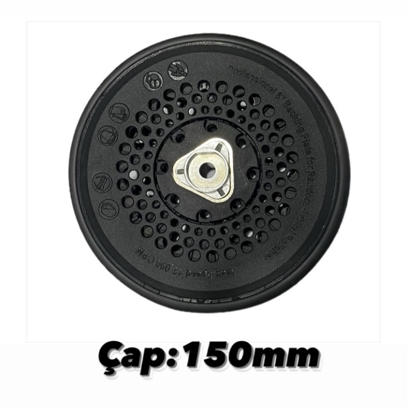         Orbital Polisaj Makinesi için Cırtlı 150mm Taban - M8 ( Delikli - Orbital - Dual Action Makinelere Uyumlu )