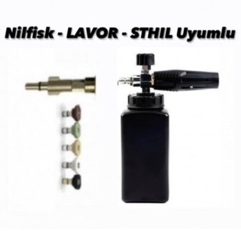 Nilfisk - LAVOR - STHIL Uyumlu Aparat + 5 Yıkama Nozulları + Foam Lance Köpük Tabancası  ( 7 Parça Ürün ) 