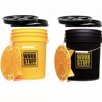          Work Stuff Detaylandırma Kovası  2 adet ( Siyah + Sarı ) +Grit Guard (Süzgeç) * 2 Adet + Mühür Vidalı Kapak ( Kova Kapağı )* 2 Adet - 6'lı SET.