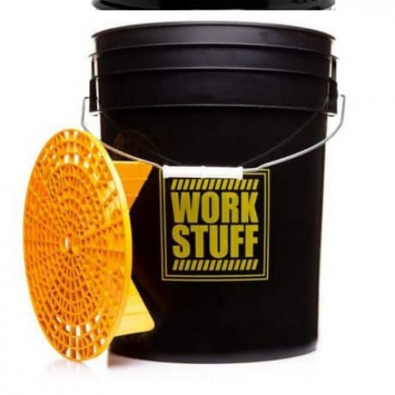 Work Stuff Siyah Detaylandırma Kovası RINSE ( Durulama ) - 20 Litre + Grit Guard (Süzgeç) + Mühür Vidalı Kapak ( Kova Kapağı ) - 3’lü Set.