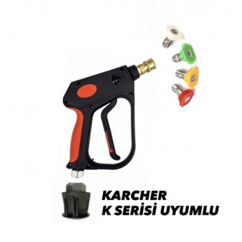                                                 Karcher K Serisi Hortum Jakı uyumlu Kısa Basınçlı Yıkama Tabancası  + 4 Çeşit Basınçlı Yıkama Nozulları 