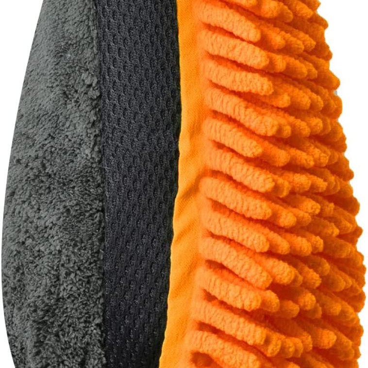 Yumuşak Mikrofiber Çift Taraflı Yıkama Eldiveni, İç kısmı naylonlu ( Elinizin ıslanmaması için )