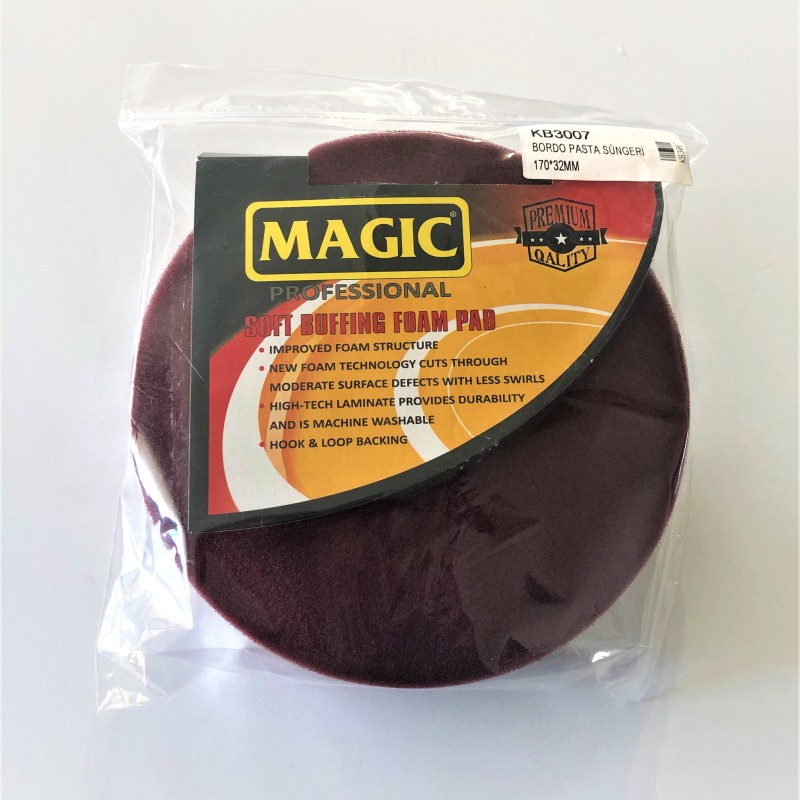          Magic 3000 Seri Silikon Cırt Tabanlı Bordo Agresif Pasta Süngeri 180mm * 30mm