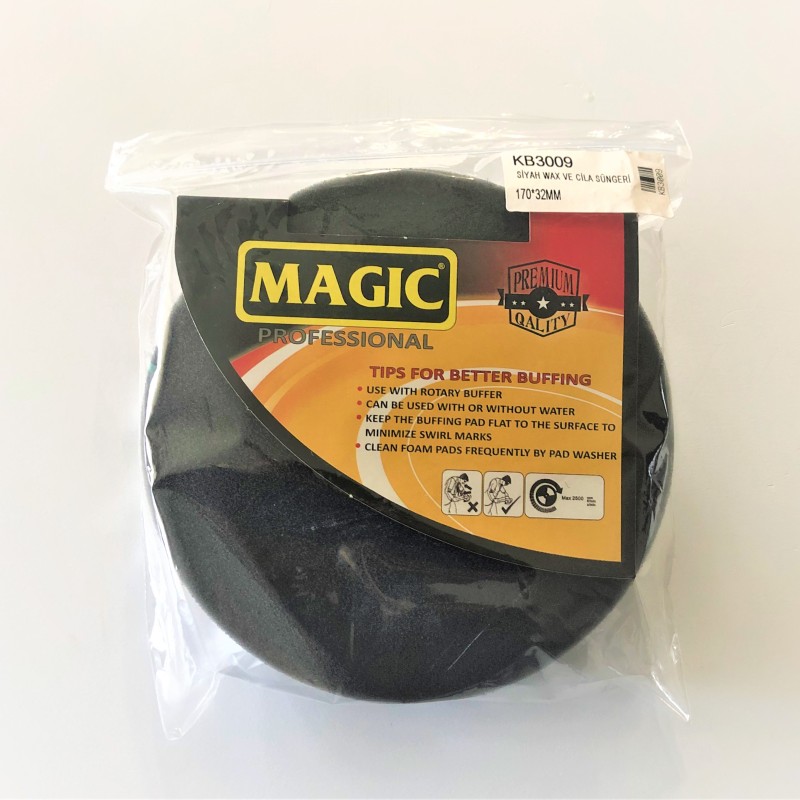               Magic 3000 Seri Silikon Cırt Tabanlı Siyah Wax ve Cila Süngeri 180mm * 30mm