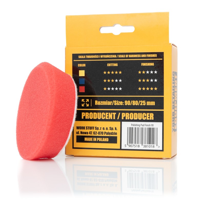                  Work Stuff Finishing PAD – Kırmızı Cila Süngeri - 90mm/80mm