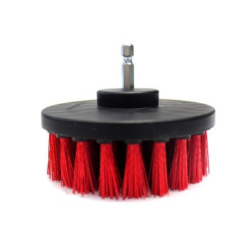                        Matkap ile Kullanılan Halı, Döşeme ve Lastik İçin Kırmızı Temizleme  Fırçası  - 10cm