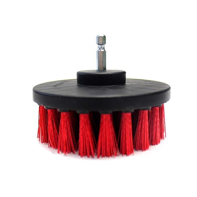                        Matkap ile Kullanılan Halı, Döşeme ve Lastik İçin Kırmızı Temizleme  Fırçası  - 10cm
