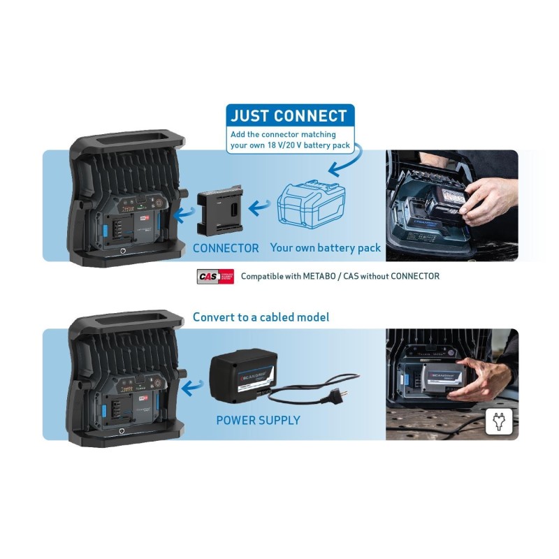                                                                              SCANGRIP MULTIMATCH 8 CONNECT - Detailing için Akülü 8000 Lümen LED çalışma lambası + (220V Dönüştürücü Adaptörlü)